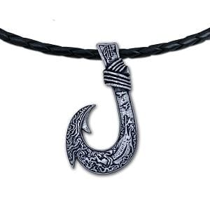 Medium Big Game Fishhook Necklace - Braided Leather